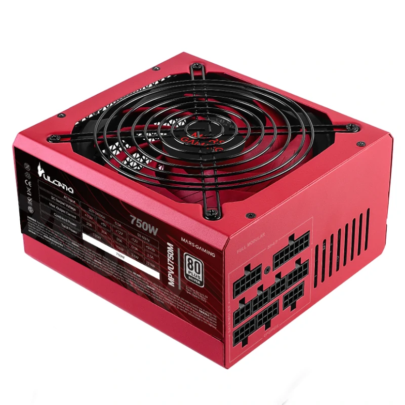 Mars Gaming Fuente Mpvu750m 750w Fm Psu80plus Rojo